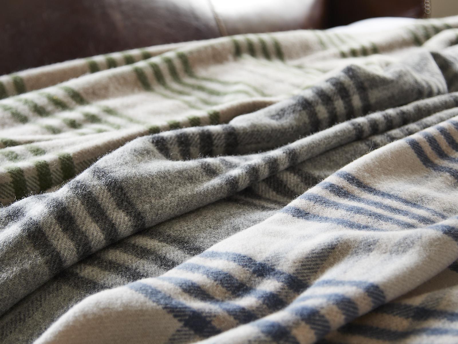 Hex XL Pure New Wool Throw - Olive - White Bear Furnishings