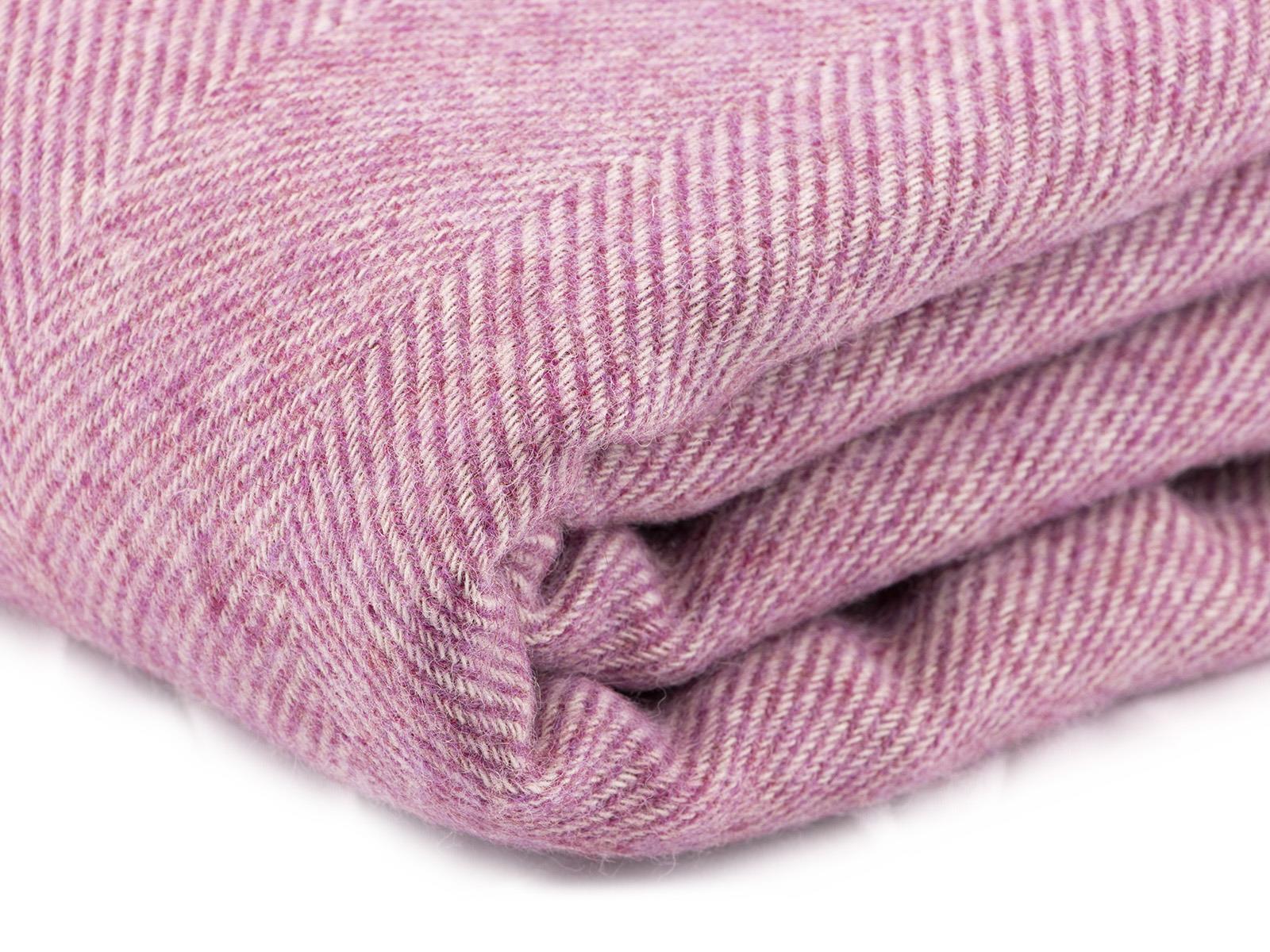 Herringbone Pure New Wool Blanket - Pink - White Bear Furnishings