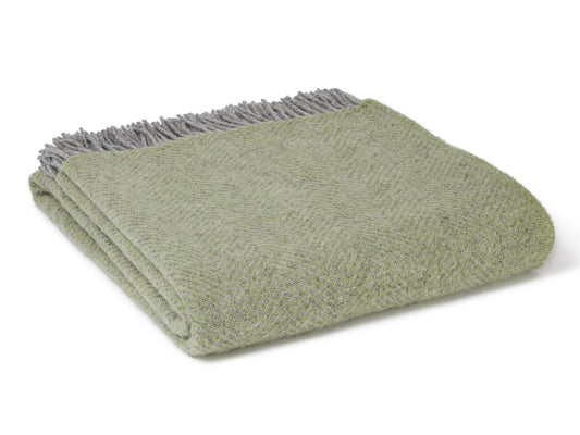 Honeycomb XL Pure New Wool Throw - Fern/Grey - White Bear Furnishings