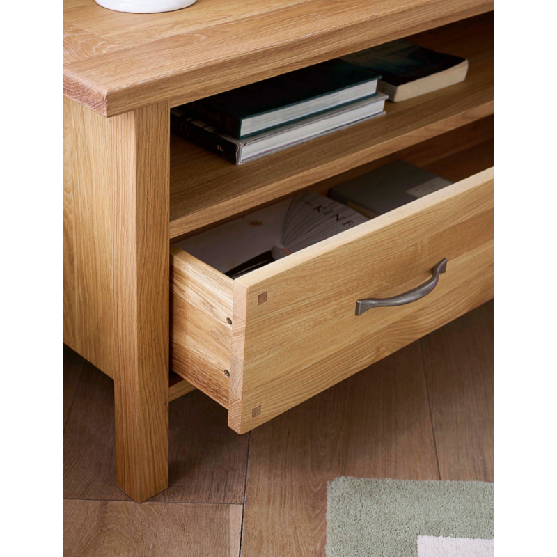 Laura Ashley Miton 1 Drawer Corner TV Unit in Oak Wood - 3345130