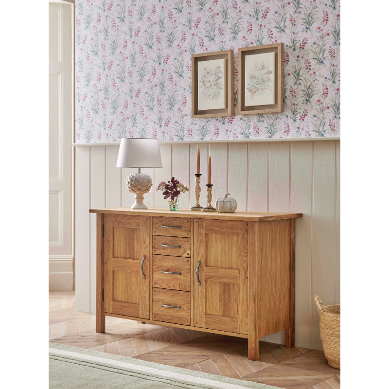 Laura Ashley Milton 2 Door 4 Drawer Sideboard in Oak Wood - 3190241
