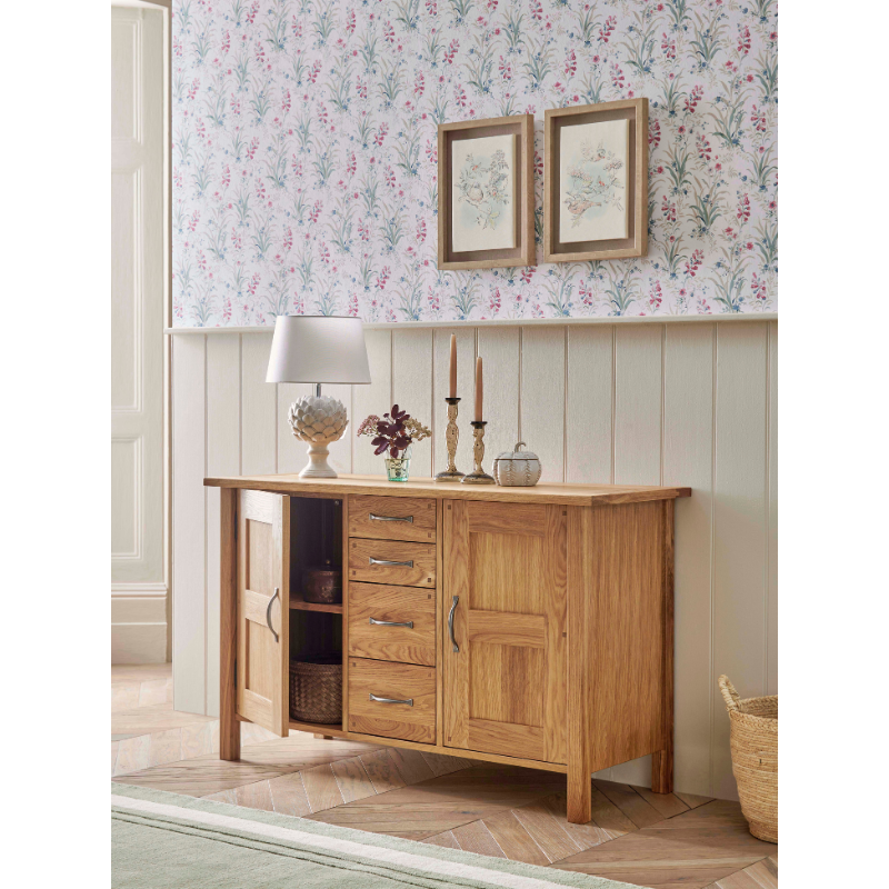 Laura Ashley Milton 2 Door 4 Drawer Sideboard in Oak Wood - 3190241