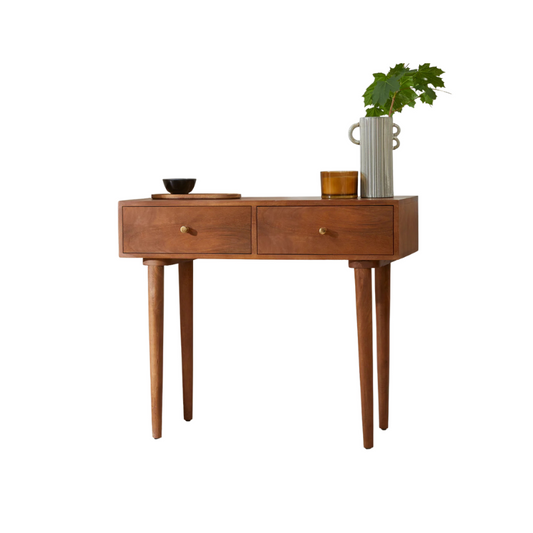 Fishe & Lilly Scandinavian Walnut Oslo Console, Dressing Table, and Desk - White Bear Furnishings
