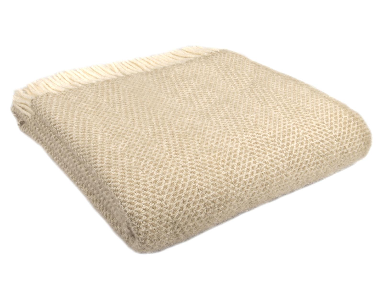 Honeycomb Pure New Wool Throw - Oatmeal - White Bear Furnishings