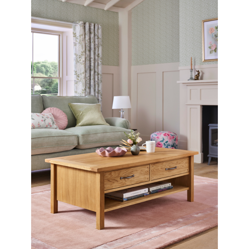 Laura Ashley Milton 2 Drawer Coffee Table - 3679324 - White Bear Furnishings