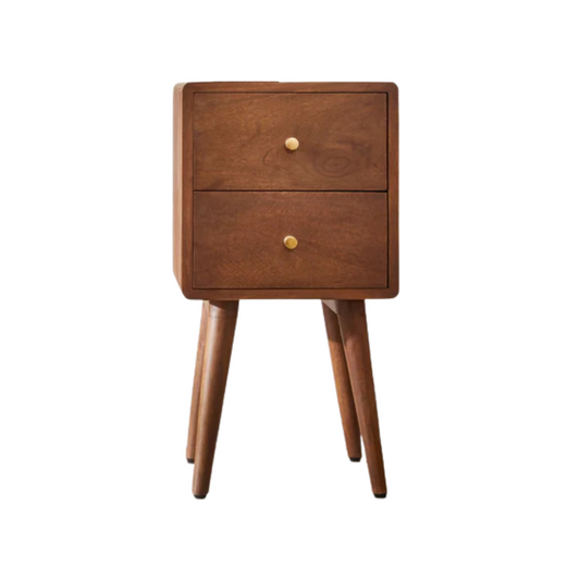 Fishe & Lilly Scandinavian Walnut Logan Narrow Bedside Table - White Bear Furnishings