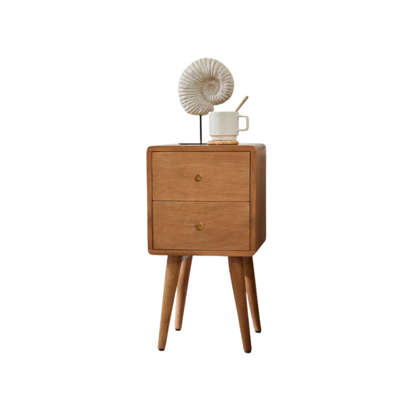 Fishe & Lilly Scandinavian Light Walnut Logan Narrow Bedside Table