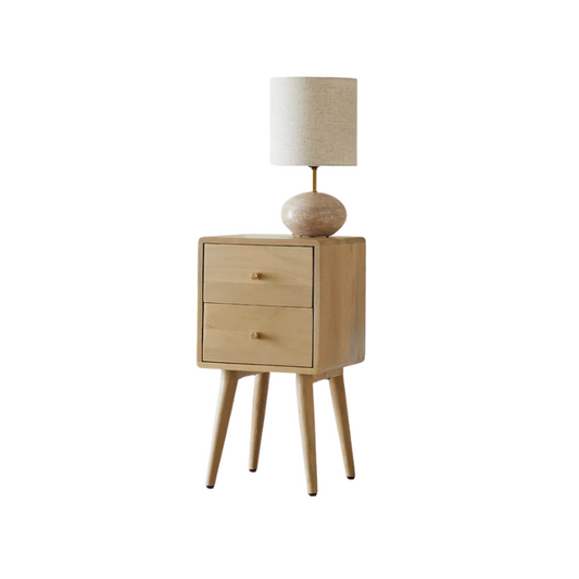 Fishe & Lilly Light Oak Logan Narrow Bedside Table - White Bear Furnishings