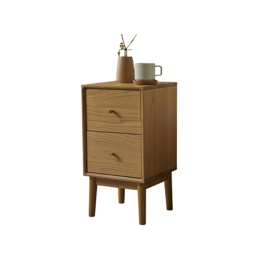 Fishe & Lilly Wright Narrow Oak Bedside Table - White Bear Furnishings
