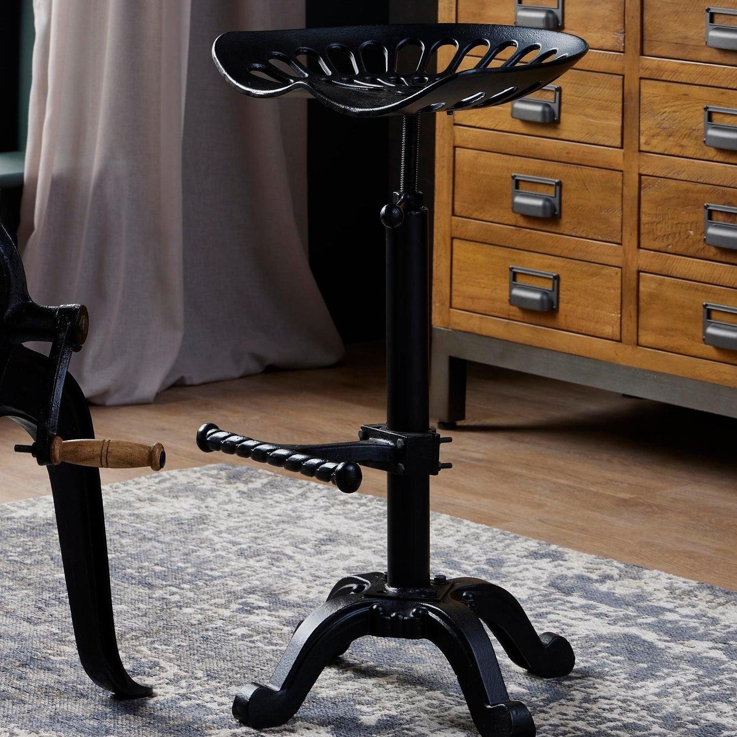 Handcrafted Adjustable Tractor Seat Stool - 22012