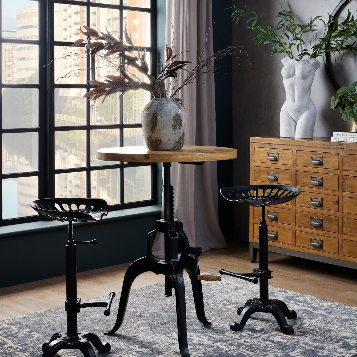 Handcrafted Draftsman Adjustable Bar Bistro Table - 19926