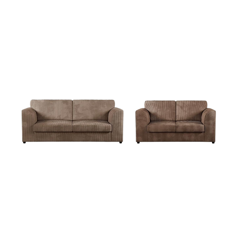 Set of 2 Jumbo Cord (High Back) (3+2) Seater Sofas - Available in 7 Colours - White Bear Furnishings