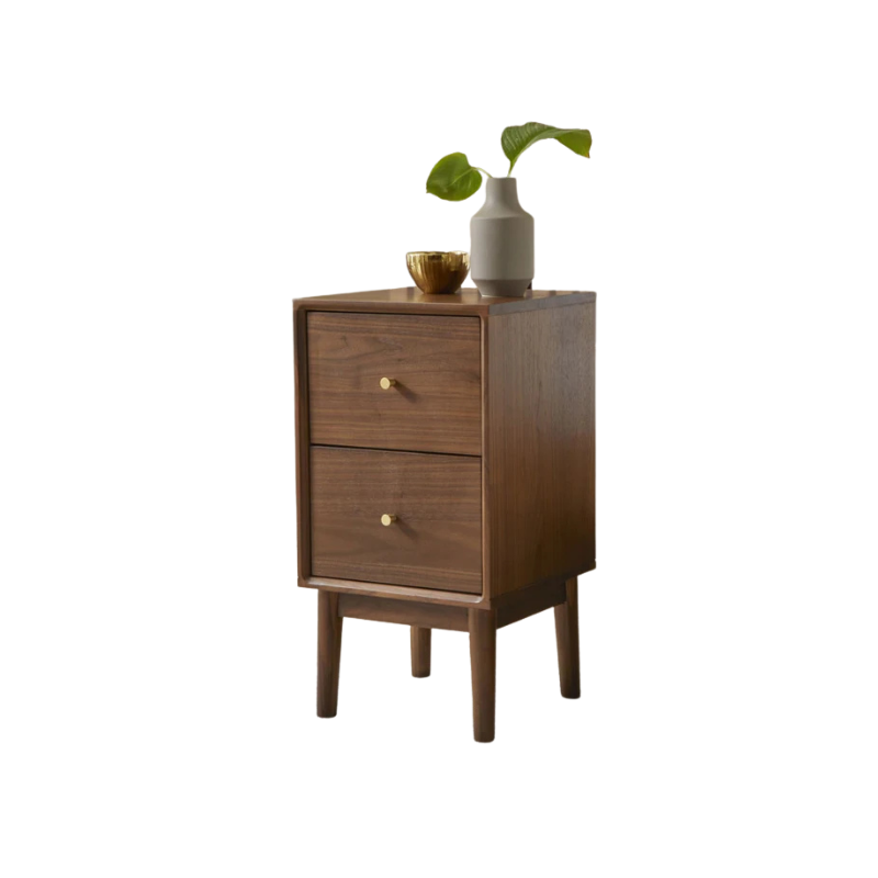 Fishe & Lilly Wright Narrow Walnut Bedside Table - White Bear Furnishings