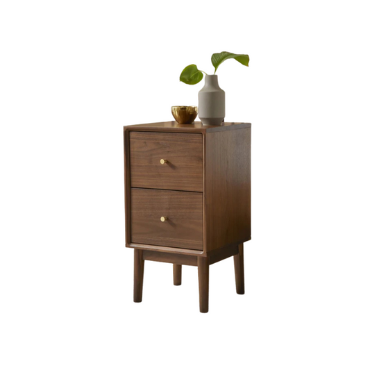 Fishe & Lilly Wright Narrow Walnut Bedside Table - White Bear Furnishings
