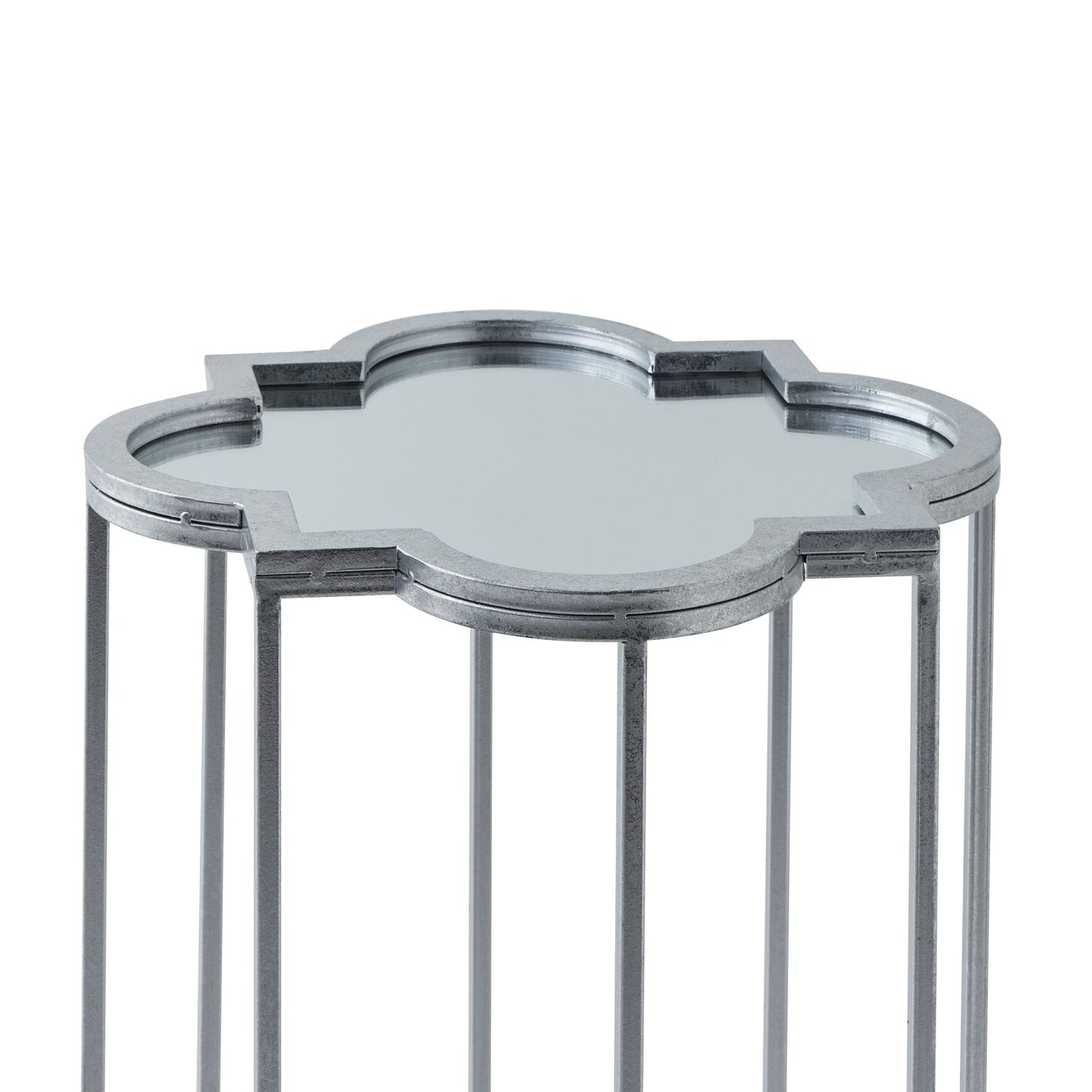 Handcrafted Quarter Foil Mirrored Set Of Two Side Tables - 21468