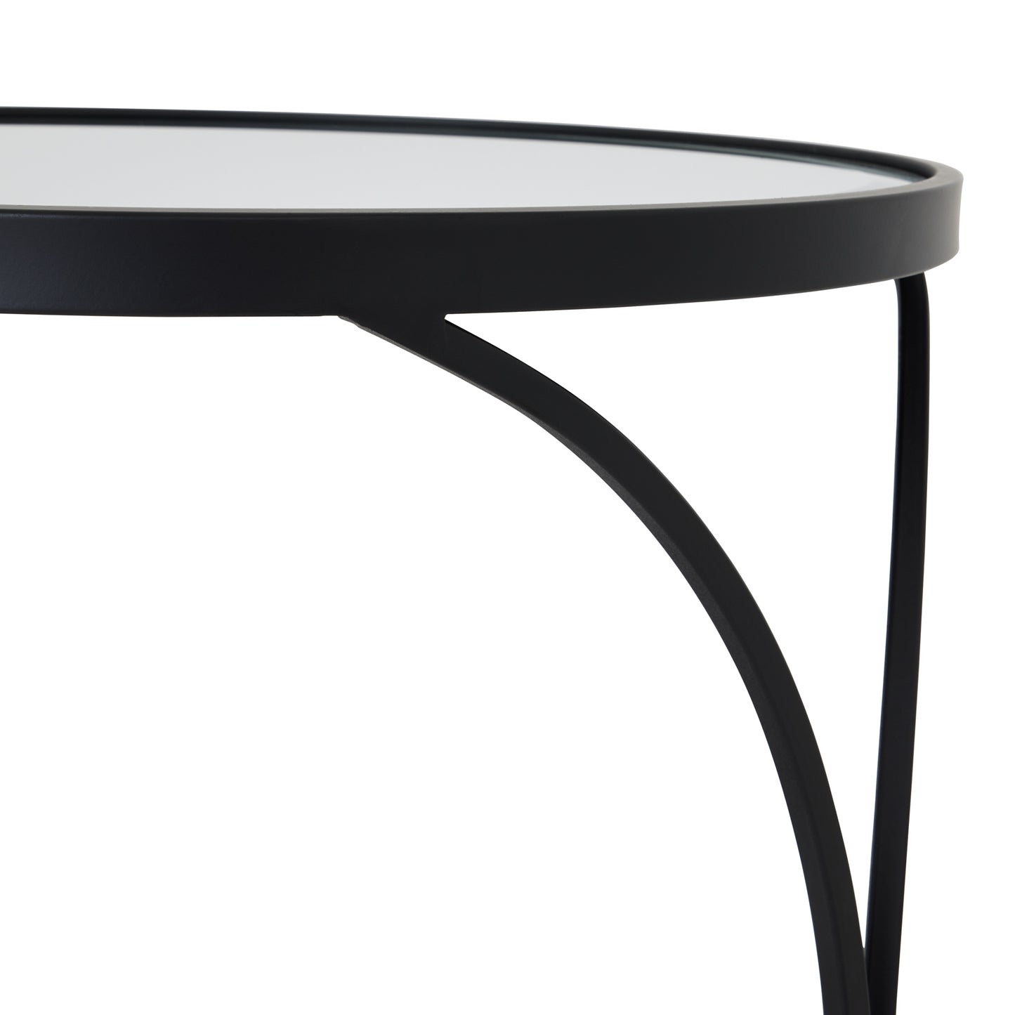 Concaved Set of Two Black Mirrored Side Tables - 22487
