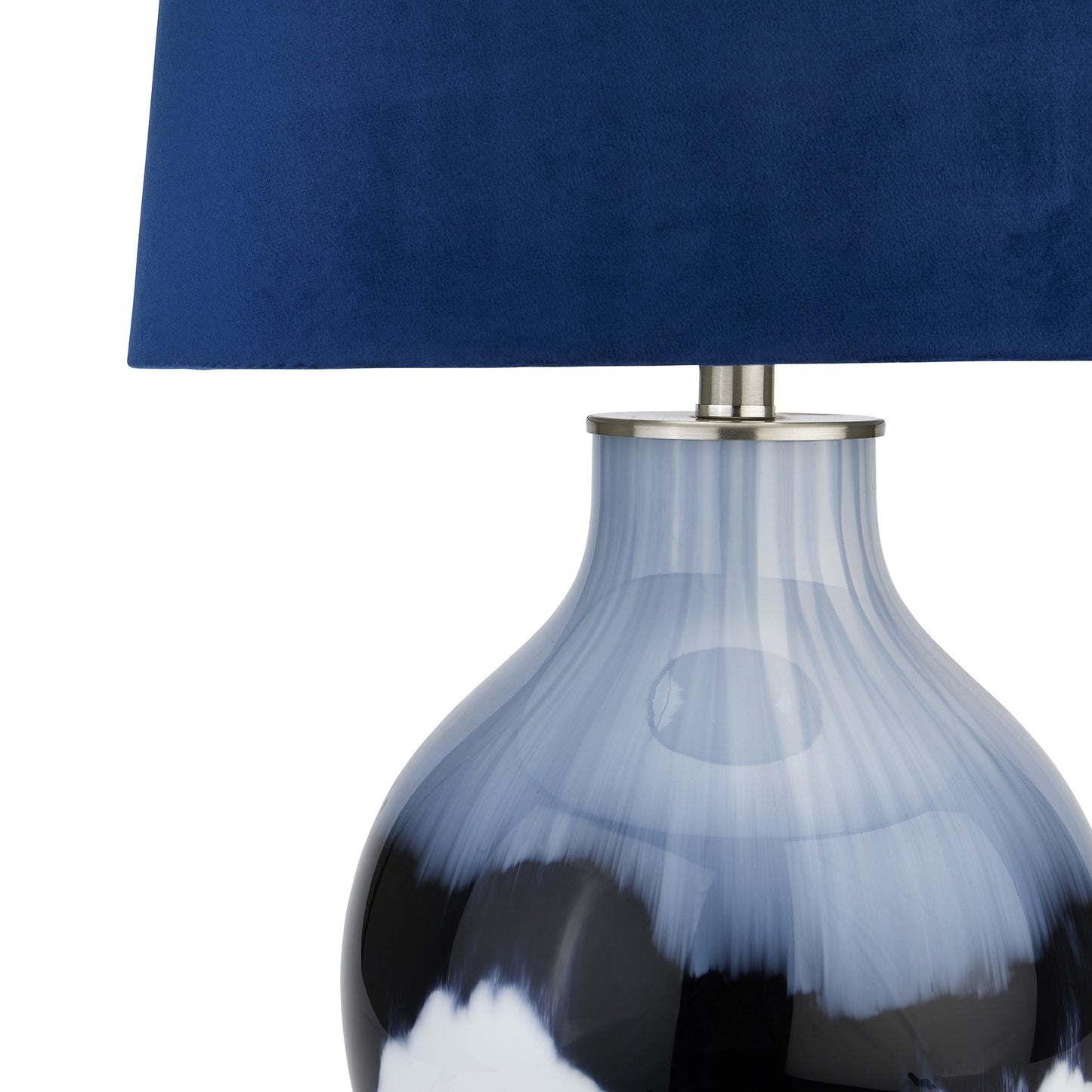 Handcrafted Ceramic Glacier Table Lamp with Navy Blue Velvet Lampshade - 22644 - White Bear Furnishings