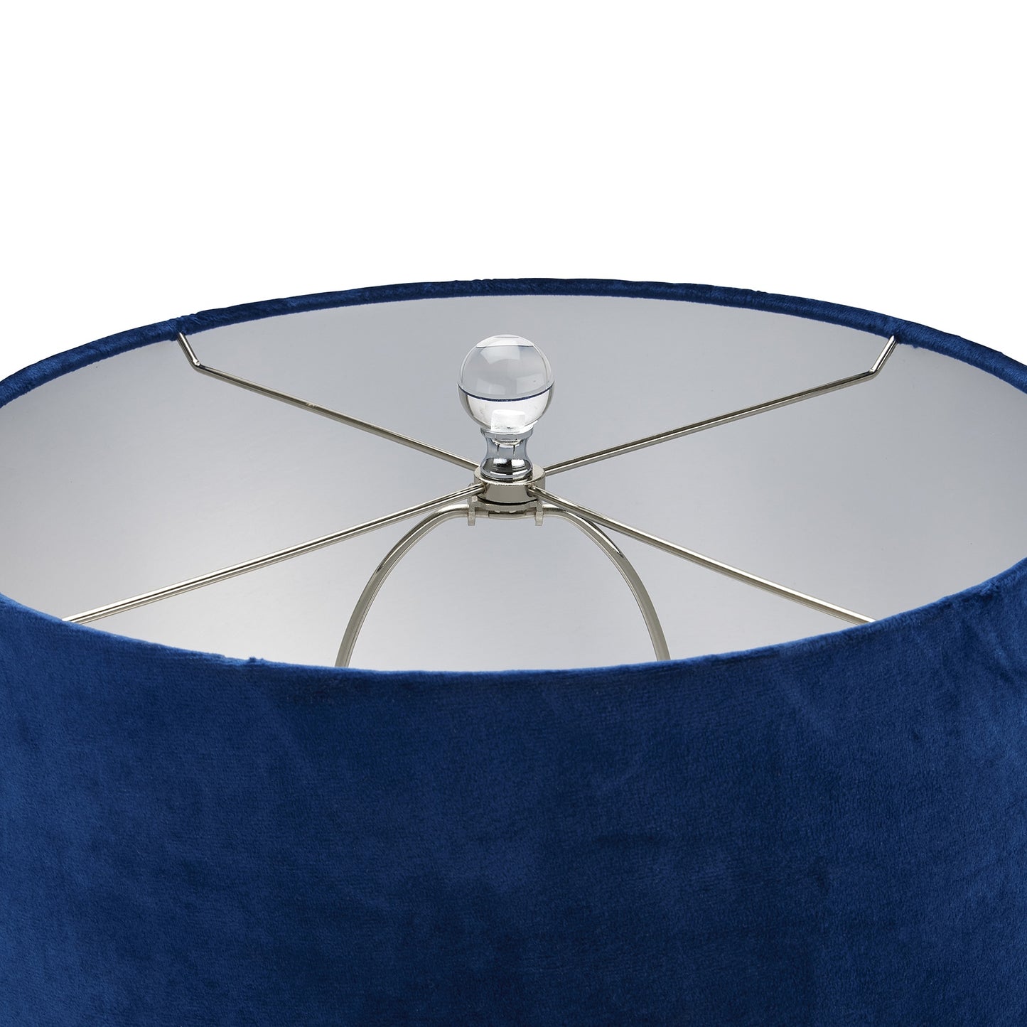 Handcrafted Ceramic Glacier Table Lamp with Navy Blue Velvet Lampshade - 22644 - White Bear Furnishings