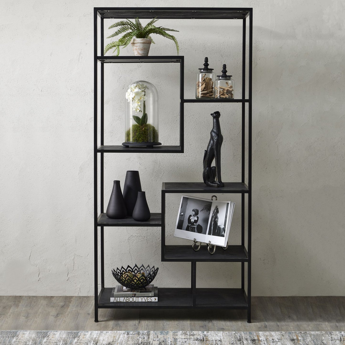 Large Black Multi Shelf Unit - 22714 - White Bear Furnishings