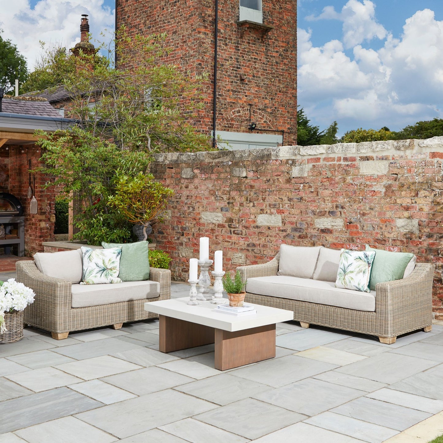 Two Seater Outdoor Garden Wicker Sofa - 22953