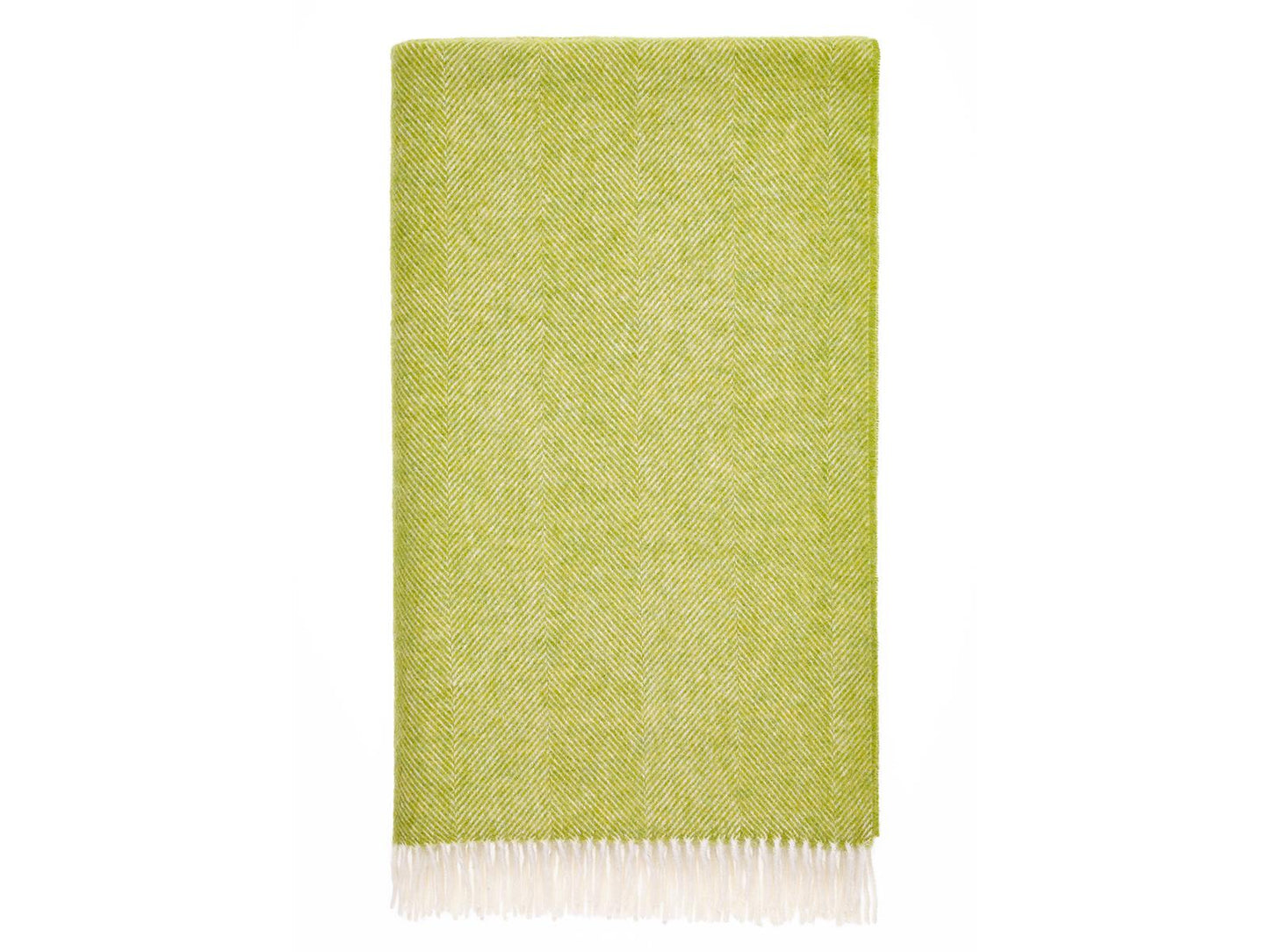Herringbone Shetland Pure New Wool Throw - Lime