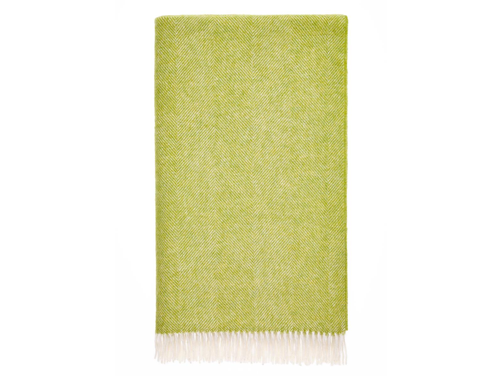 Herringbone Shetland Pure New Wool Throw - Lime - White Bear Furnishings
