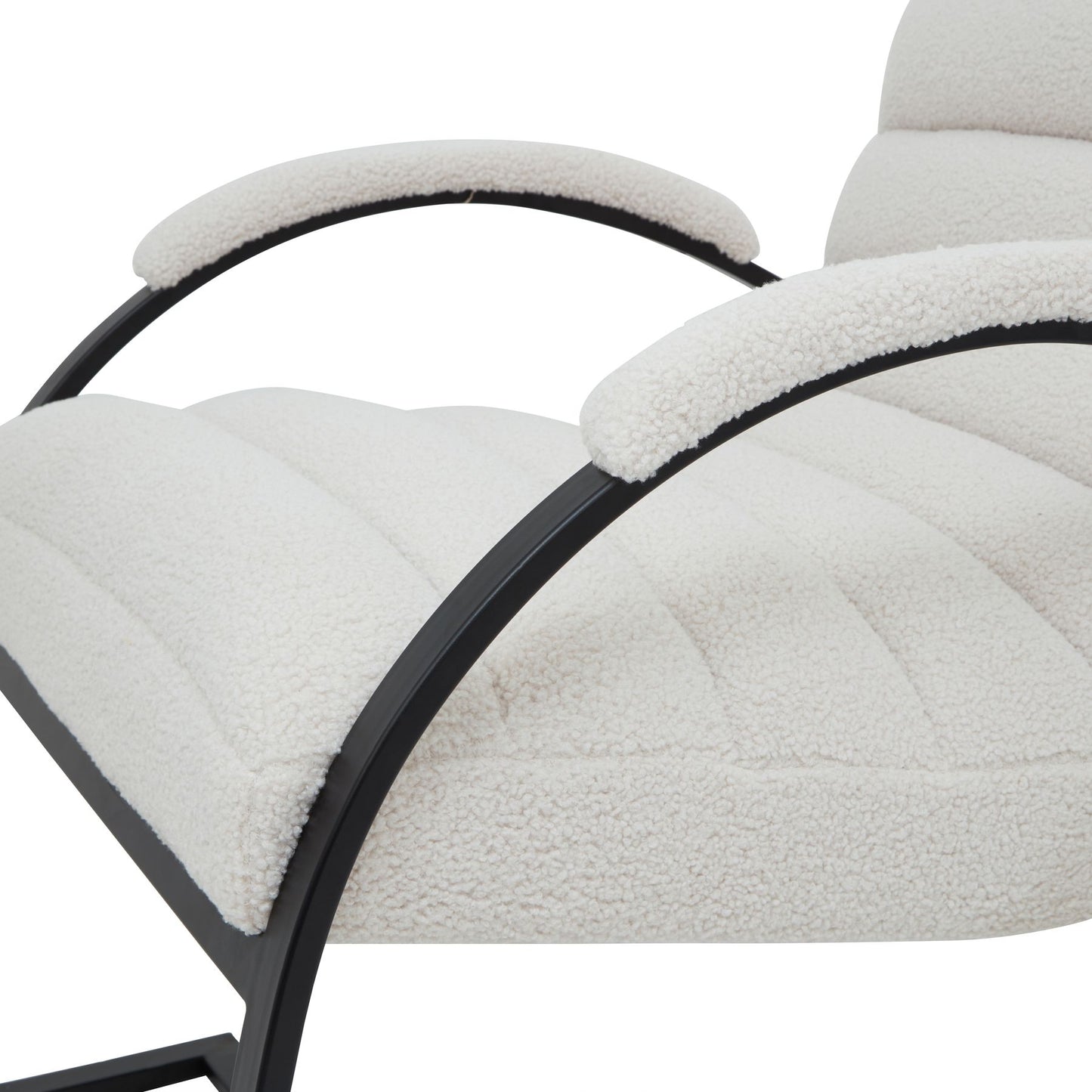 Ergonomic Bouclé Ribbed Ark Armchair - 23084