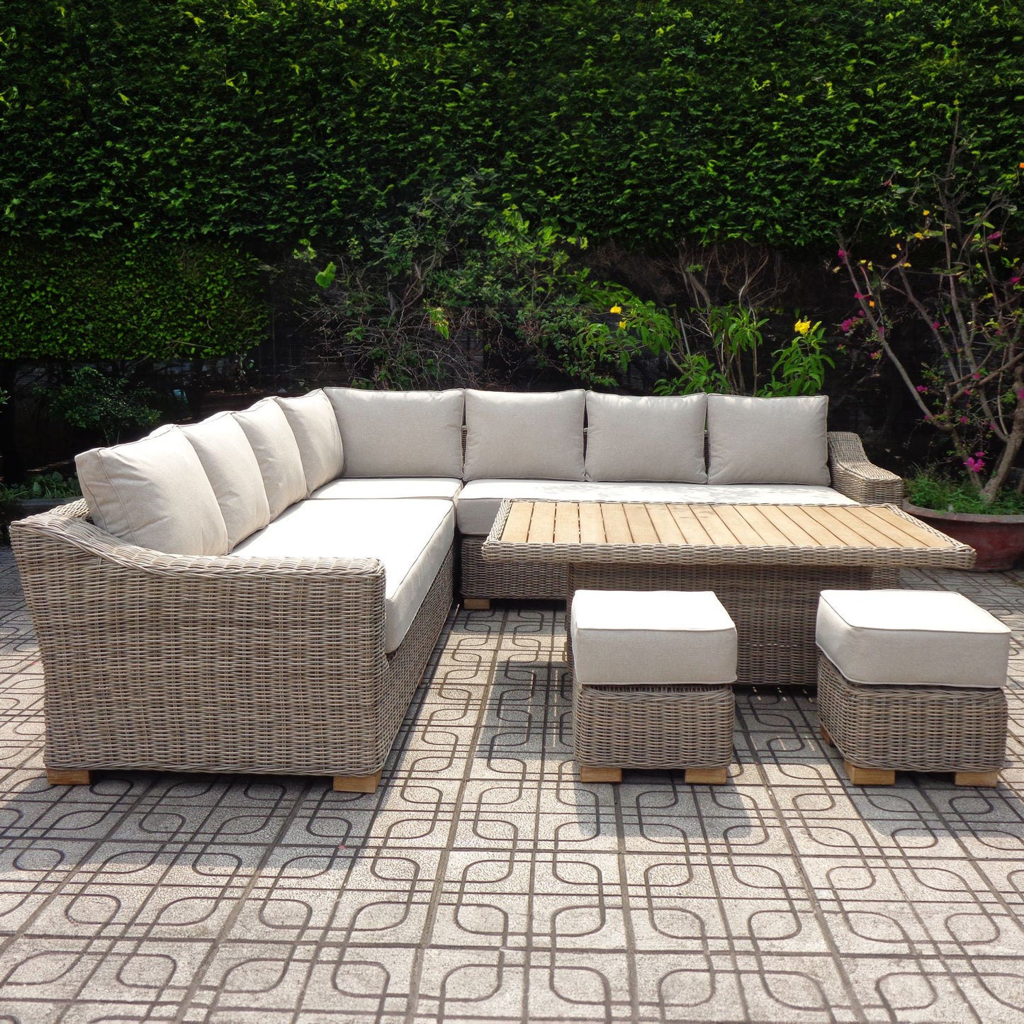 Capri Outdoor Large Corner Set With Riser Table + 2 Stools - 23099