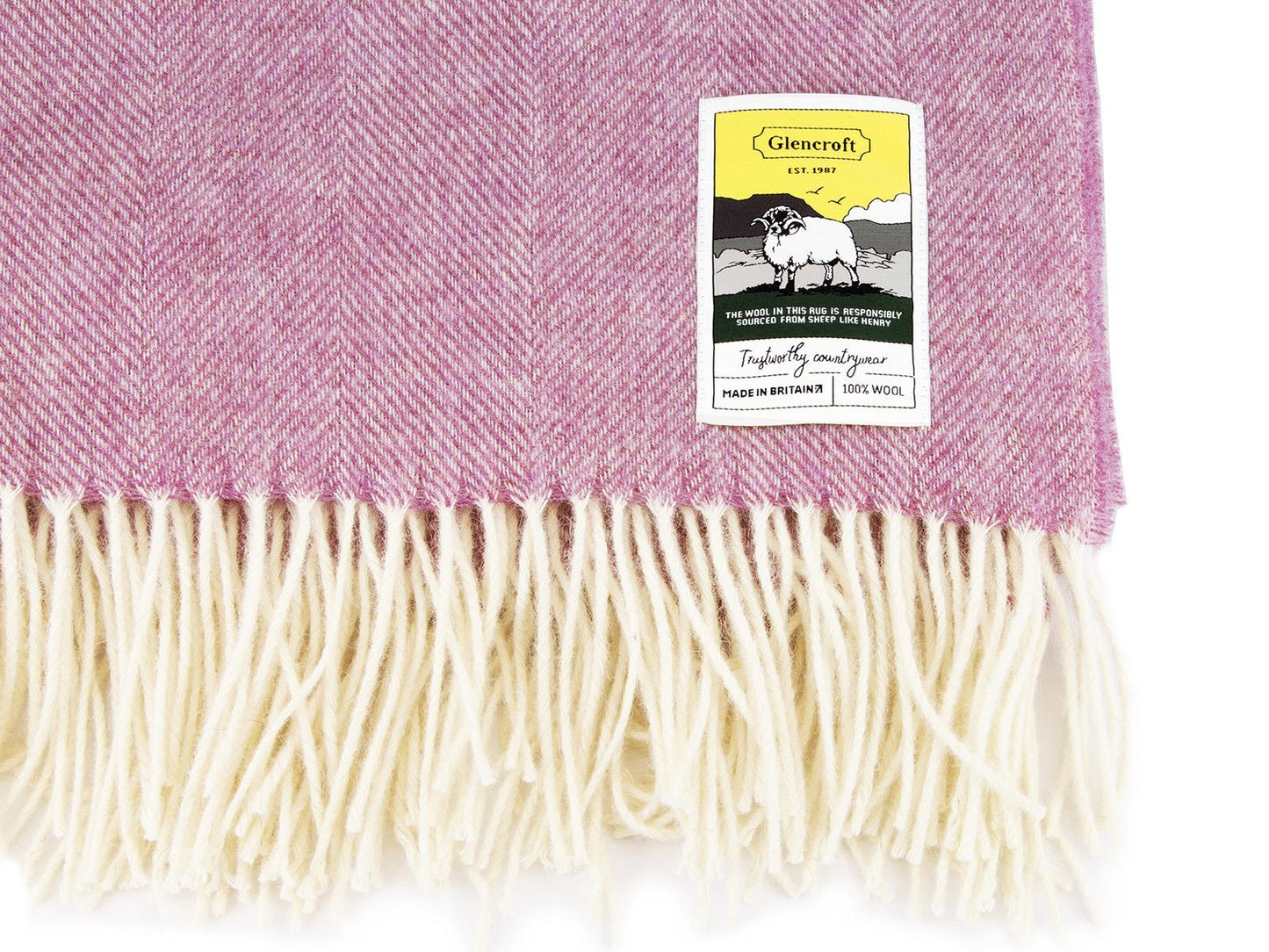 Herringbone Pure New Wool Blanket - Pink