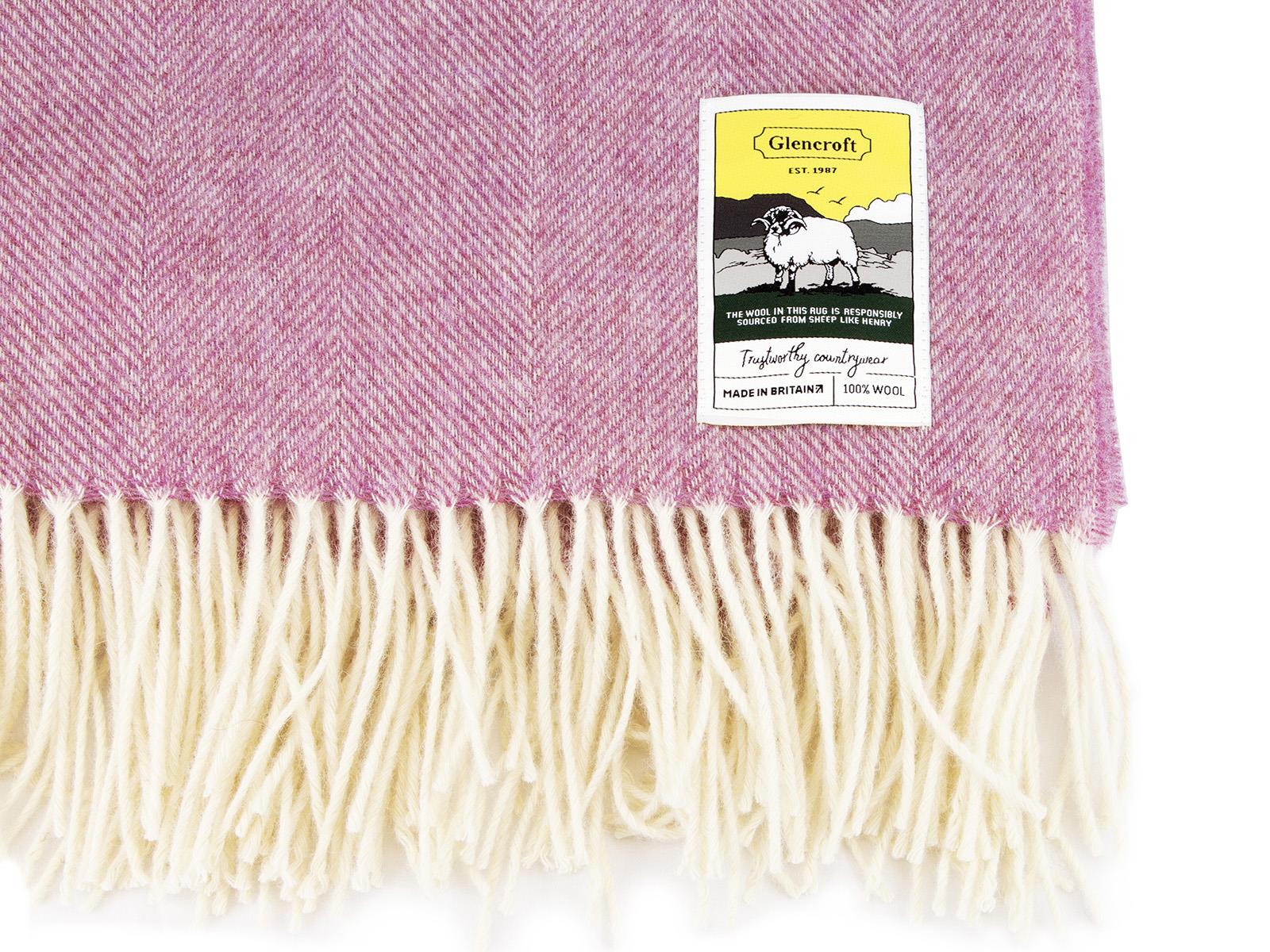 Herringbone Pure New Wool Blanket - Pink - White Bear Furnishings