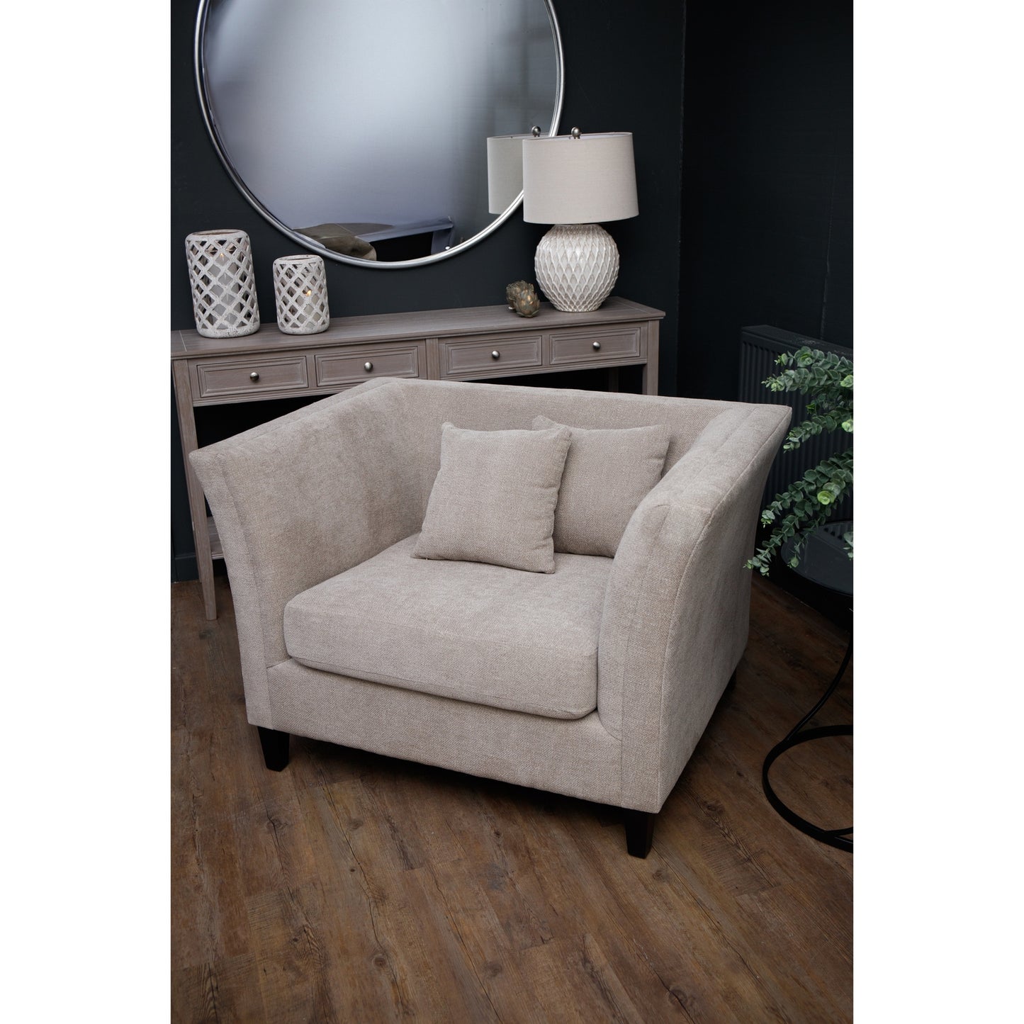 Handcrafted Vesper Taupe Cushion Back Arm Chair - 23741