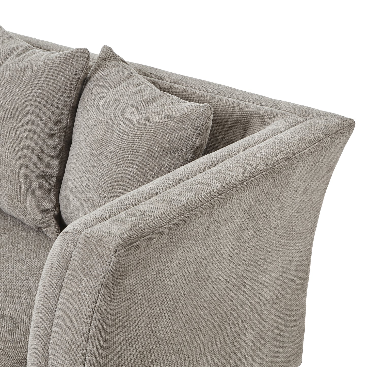 Handcrafted Vesper Taupe Cushion Back Three-Seater Sofa