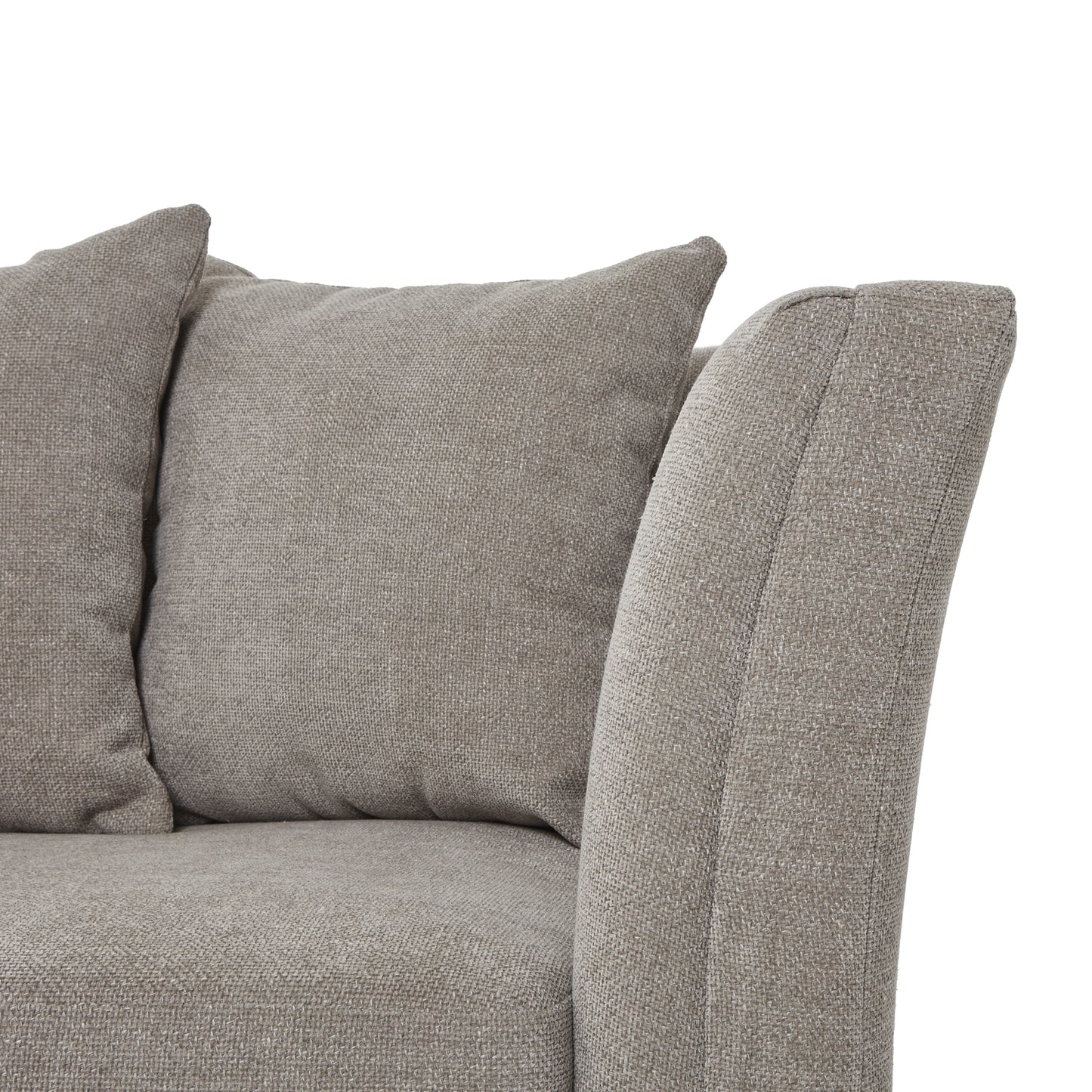 Handcrafted Vesper Taupe Cushion Back Three-Seater Sofa
