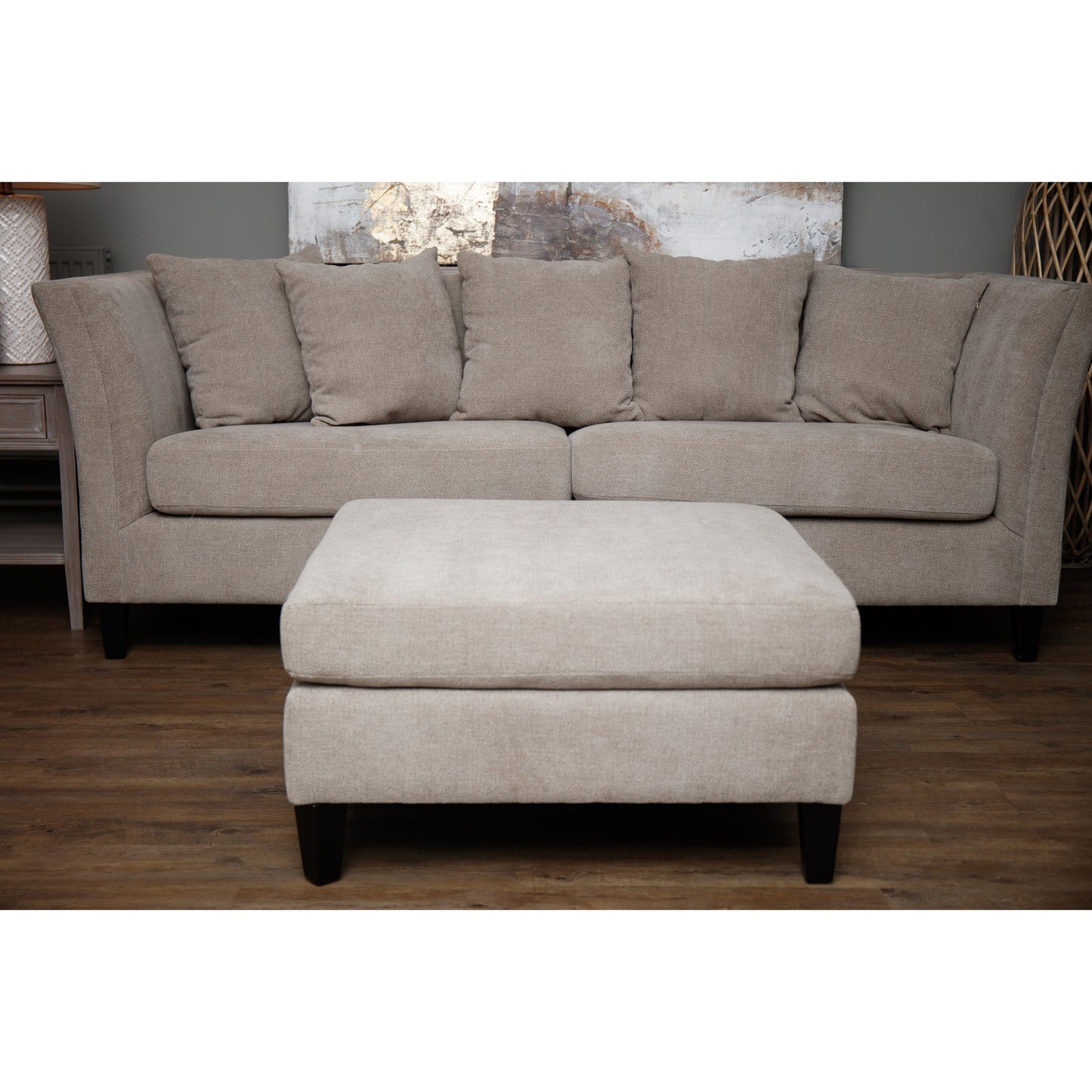 Handcrafted Vesper Taupe Ottoman Foot Stool - 23743