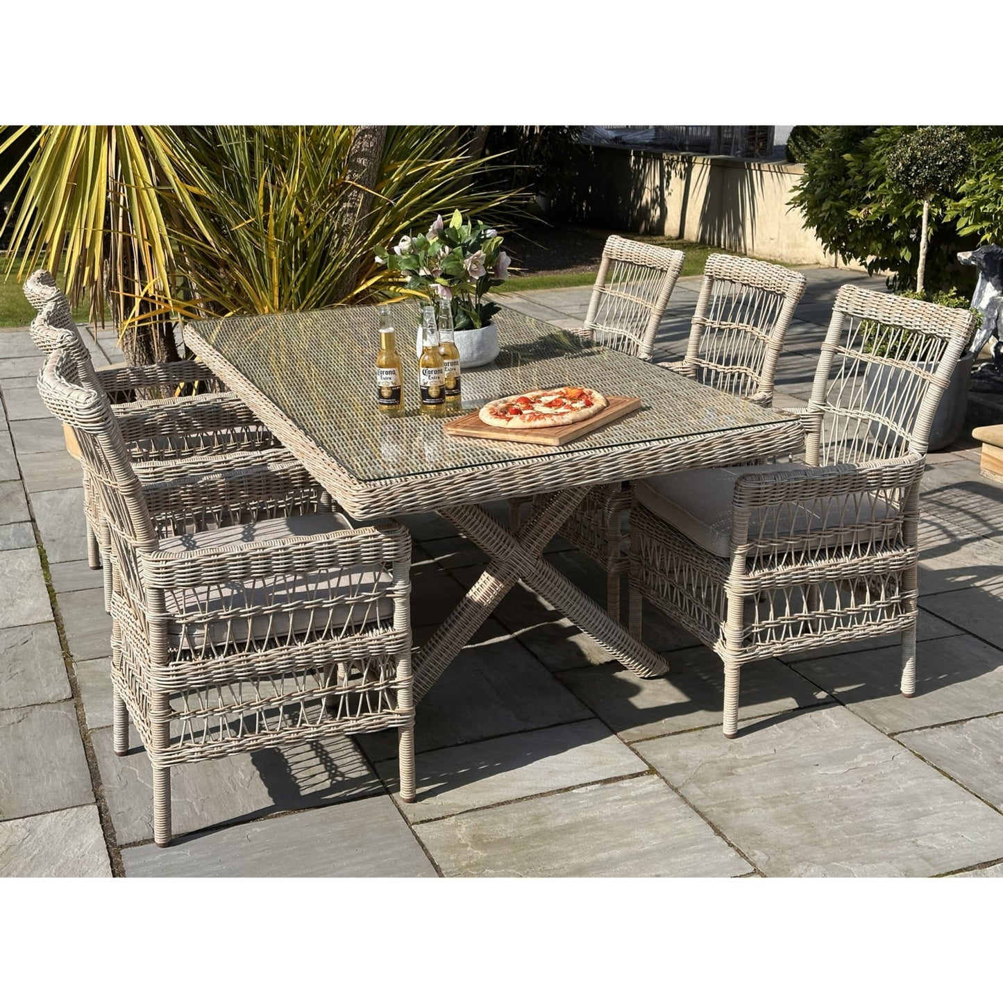 Provence Collection 6 Seater Outdoor Dining Set - 23907 - White Bear Furnishings