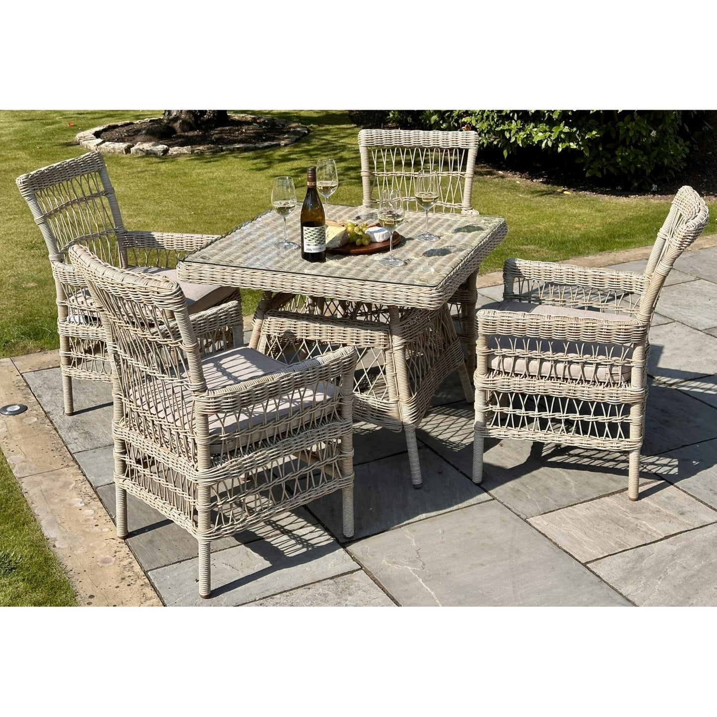 Outdoor 4 Seater Provence Collection Dining Set - 23908 - White Bear Furnishings