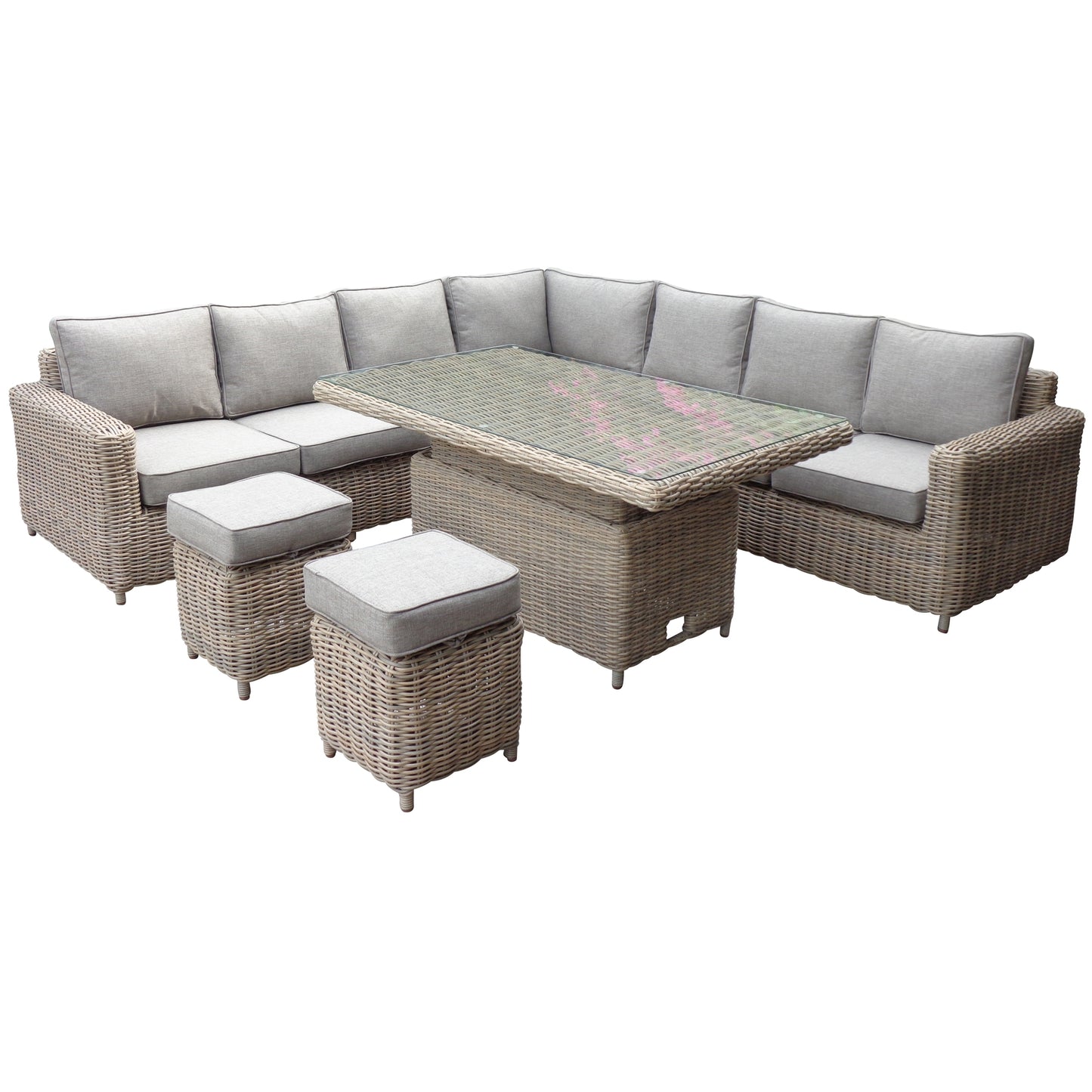 The Amalfi Outdoor Large Corner Set with Riser Table and 2 Stools - 23914