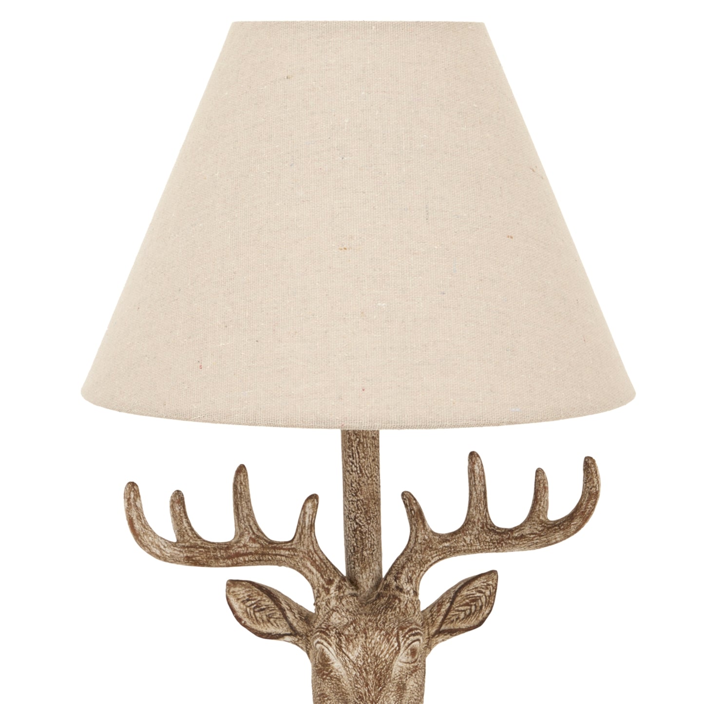 Stonewashed Stag Head Table Lamp With Linen Lampshade - 24004 - White Bear Furnishings