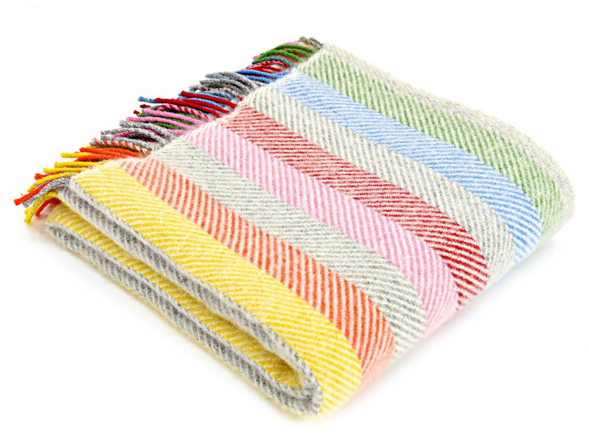 Stripe Pure New Wool Throw - Rainbow Grey - White Bear Furnishings
