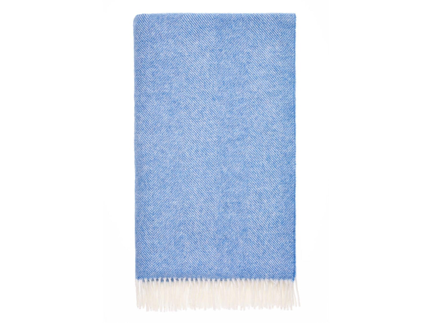 Herringbone Shetland Pure New Wool Throw - Peacock