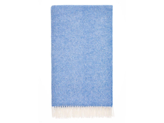 Herringbone Shetland Pure New Wool Throw - Peacock - White Bear Furnishings