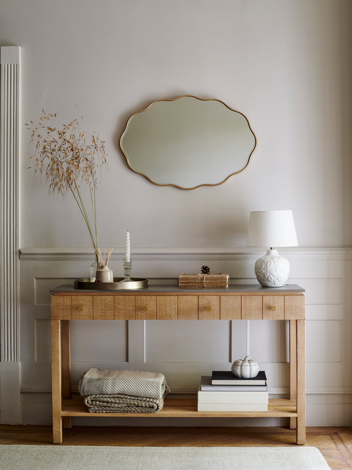 Laura Ashley Braystone Washed Oak 2 Drawer Console Table - 3251006