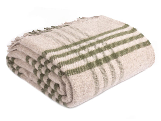 Hex XL Pure New Wool Throw - Olive - White Bear Furnishings