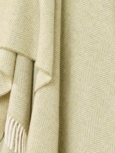Herringbone Merino Lambswool Throw - Sage - White Bear Furnishings