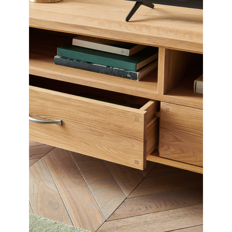Laura Ashley Milton 2 Drawer Wide TV Unit in Oak - 3593785 - White Bear Furnishings
