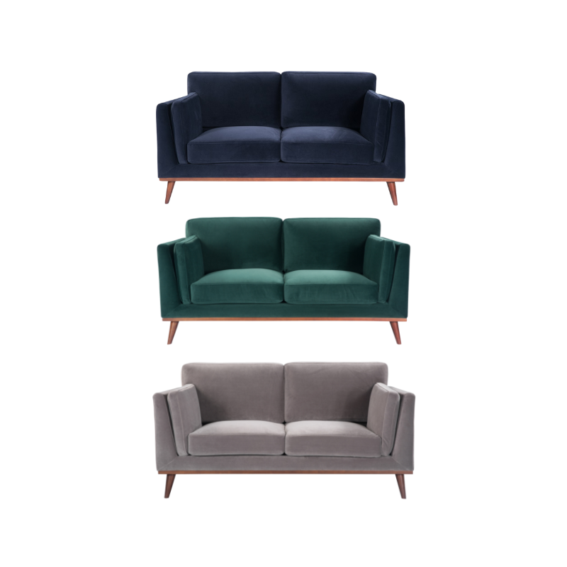 The Mickey Velvet Sofa - Midnight Blue, Emerald, Grey - White Bear Furnishings