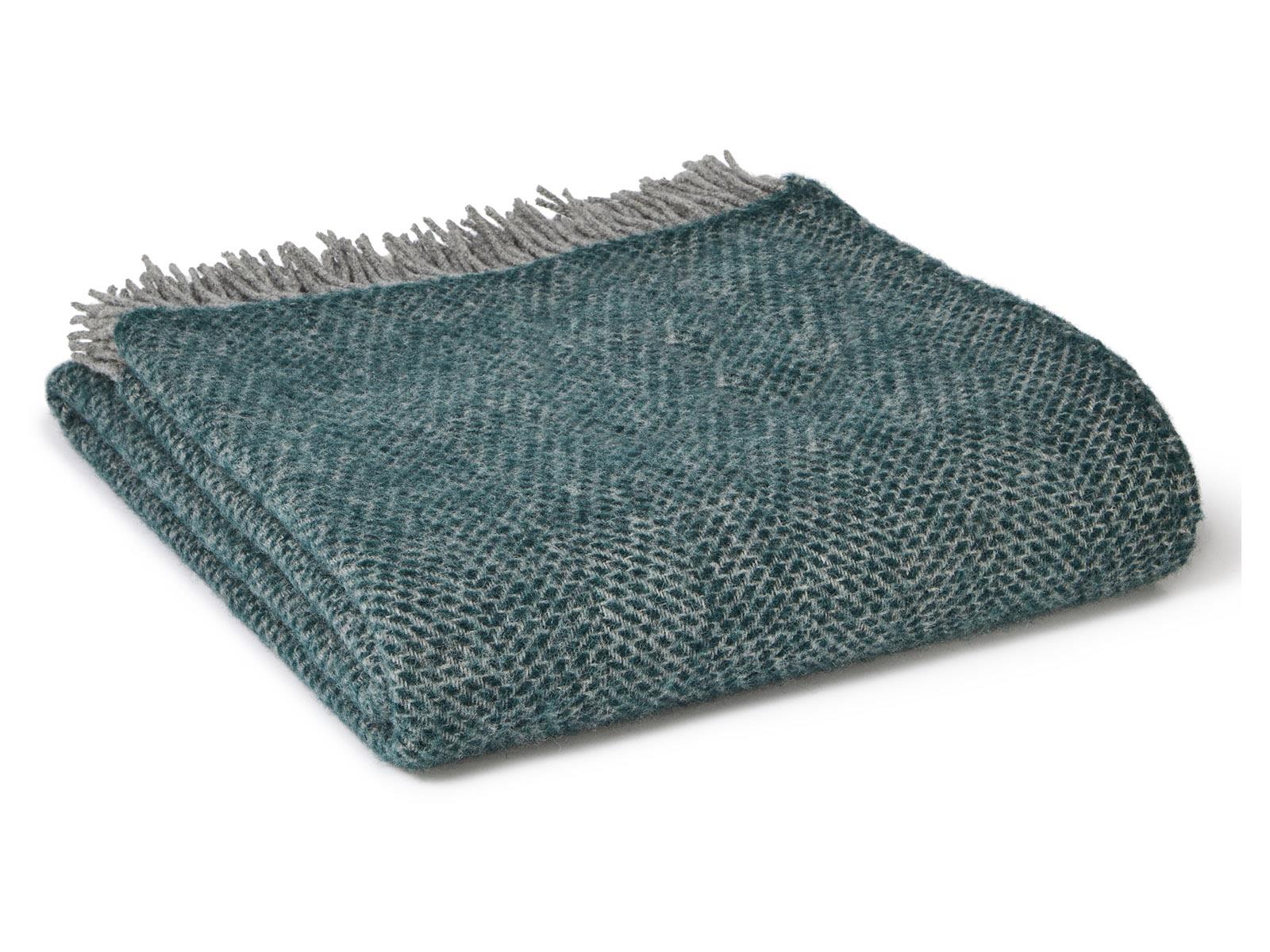 Honeycomb XL Pure New Wool Throw - Emerald/Grey - White Bear Furnishings