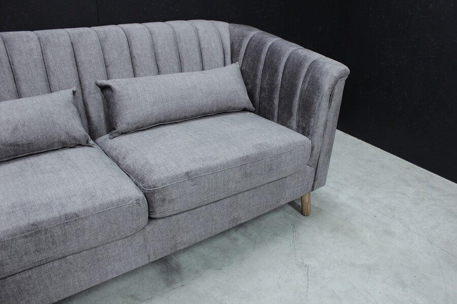 The Ainsley Velvet 3-Seater Sofa – Graphite – VLA106