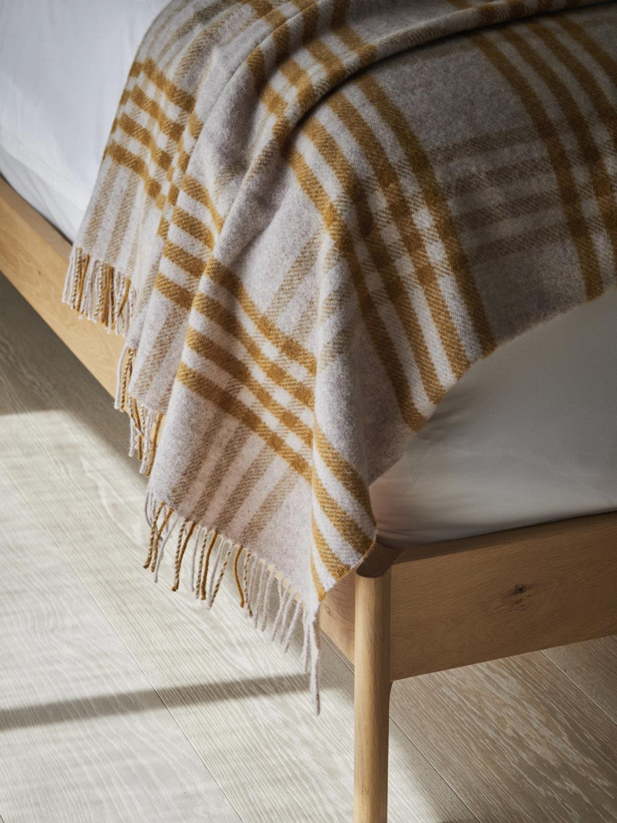 Hex XL Pure New Wool Throw - English Mustard - White Bear Furnishings