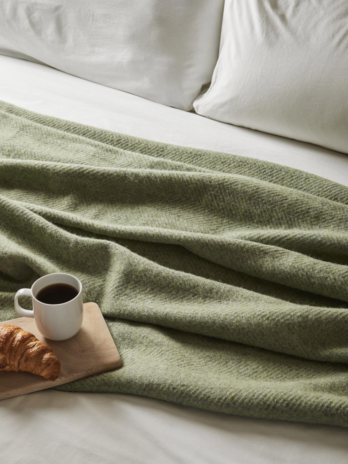 Honeycomb XL Pure New Wool Throw - Fern/Grey - White Bear Furnishings